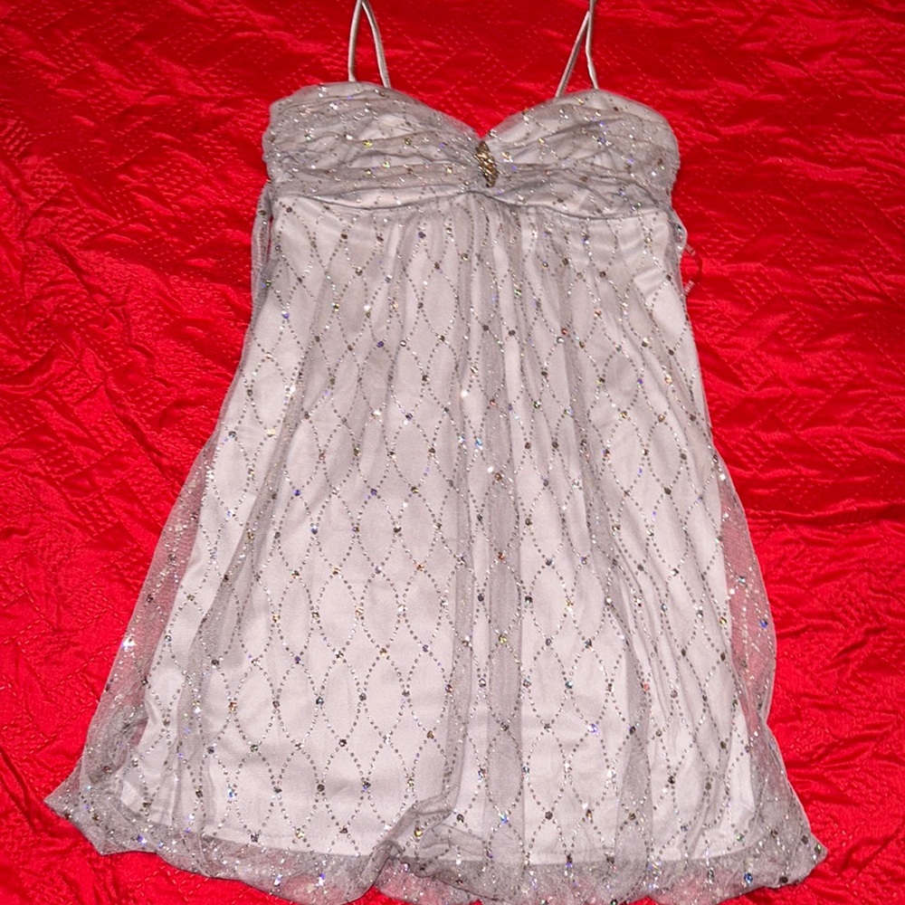 Silver sparkle B. Darlin cocktail dress, semi-new